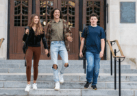 U-M students on the steps of the student union.