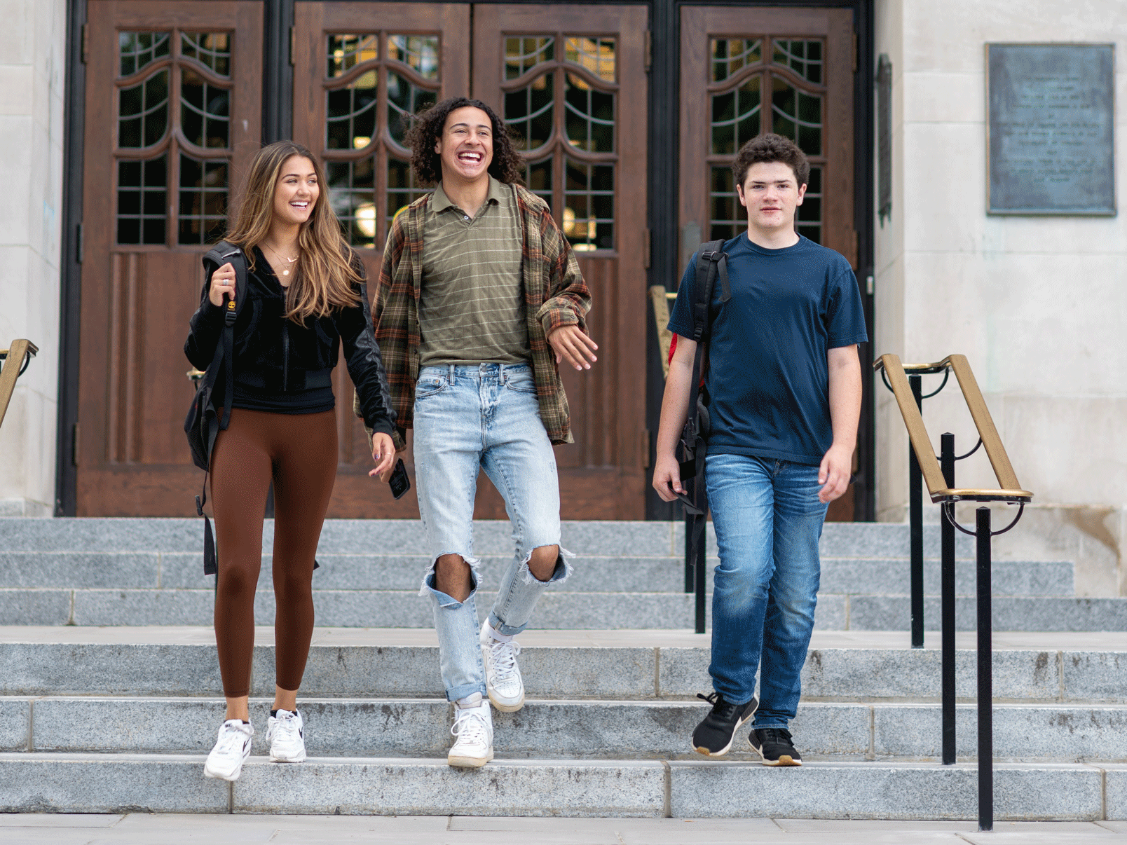 U-M students on the steps of the student union.
