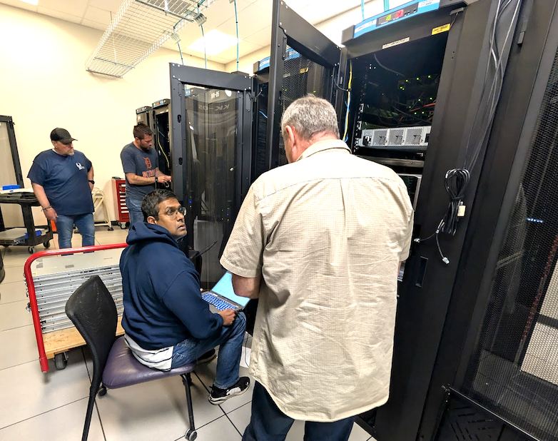 Thili Rajarantne setting up hospital servers