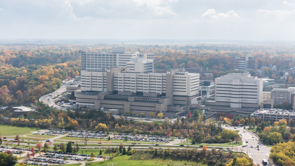 Aerial shot of U-M's medical campus