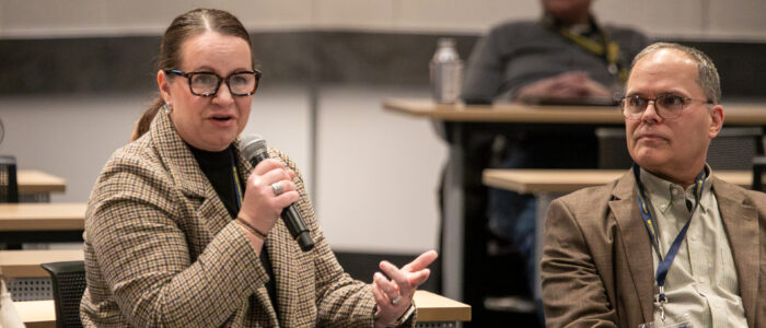 2025 MTech Connect-article-12 Mindy Warden (left) and John Herlocher (right) at the MTech Connect Fireside Chat