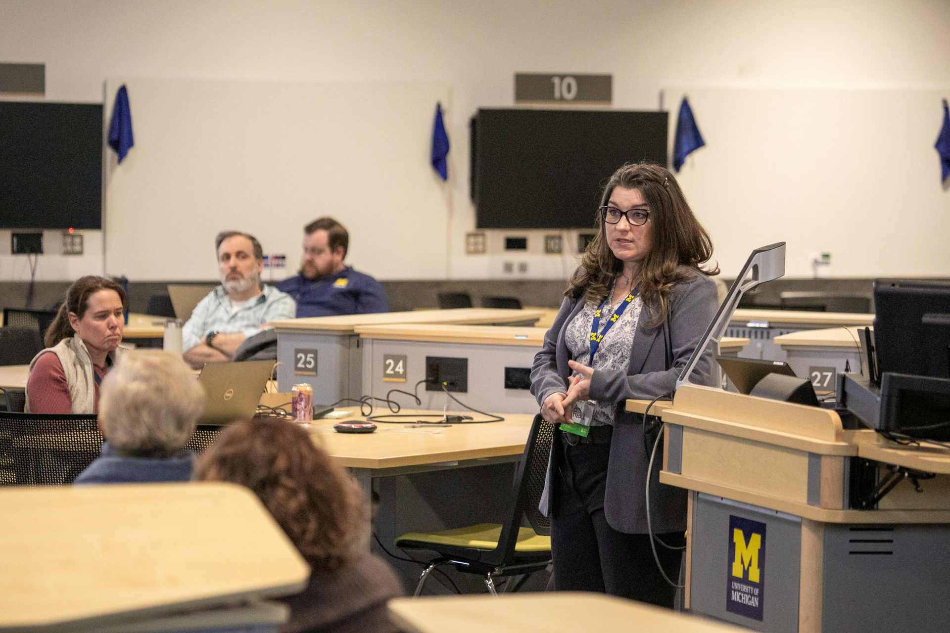 Amy Fredell speaking at her MTech Connect breakout session about AI-Driven Onboarding