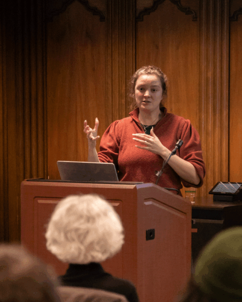 Lauren Girouard speaking at her Privacy at Michgan event, "Exploring Digital Privacy from a Child’s Perspective”