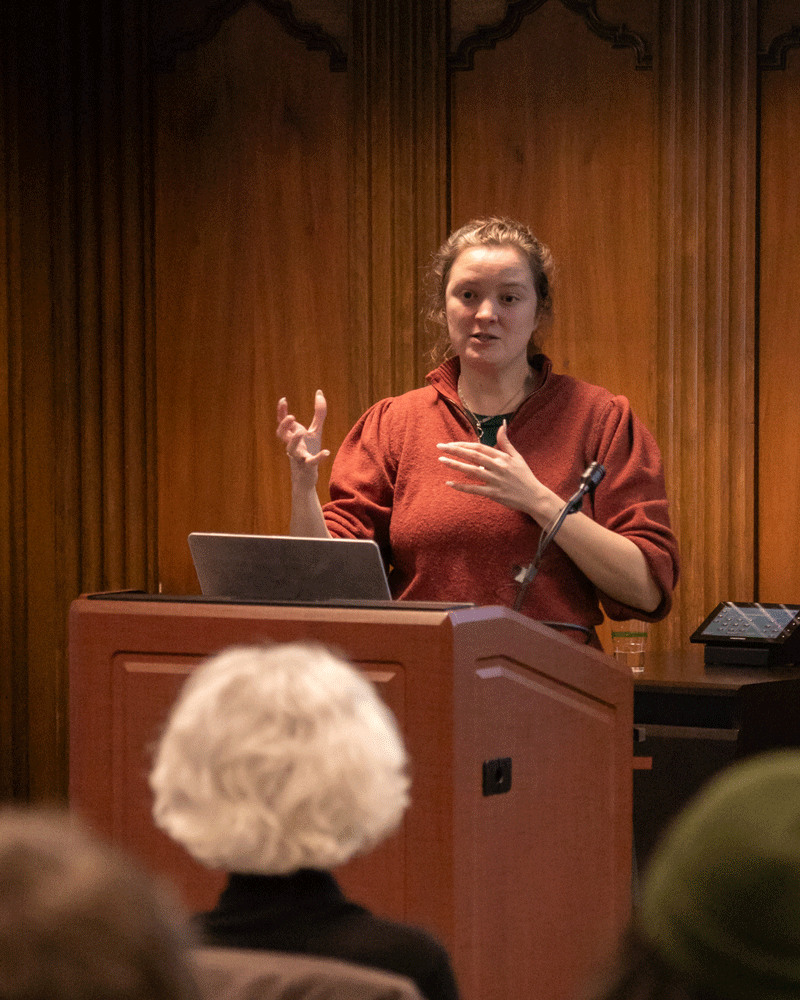 Lauren Girouard speaking at her Privacy at Michgan event, "Exploring Digital Privacy from a Child’s Perspective”