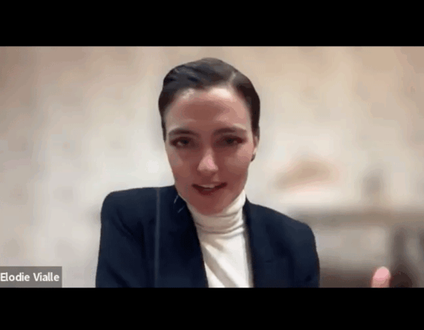 Elodie Vialle speaking at her Privacy at Michigan webinar, “Privacy for Populations at Risk: Supporting Journalists Facing Attacks in the Digital Age”