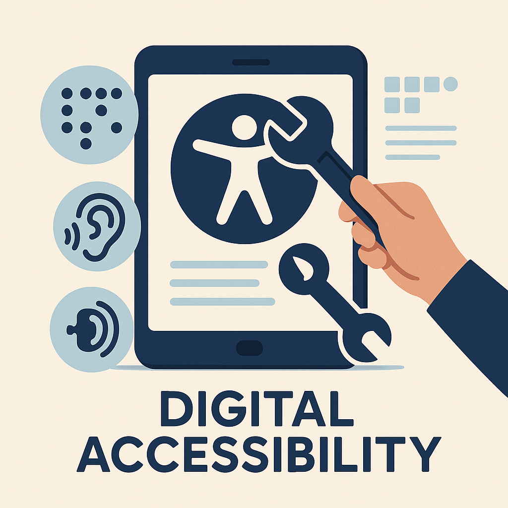 Accessibility icons on a tablet