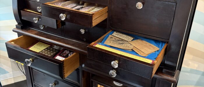 dentistry cabinet with drawers open