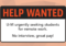 A fake Help Wanted sign. It says, "Help wanted. U-M urgently seeking students for remote work. No interview, great pay!"