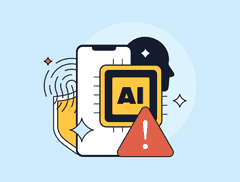 Graphic including the word AI, an exclamation mark, and a human silhouette.