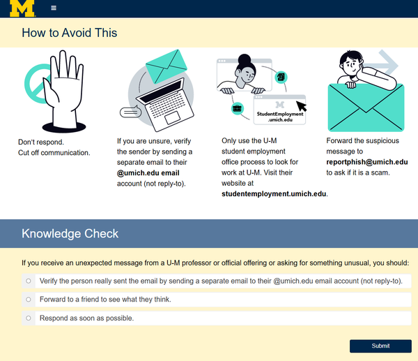 Screenshot of page from the Safe Computing for Students course